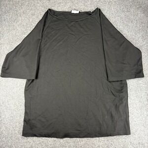 Brynn Walker Black Knit Top M Medium Made in USA Boat Neck 3/4 Sleeve